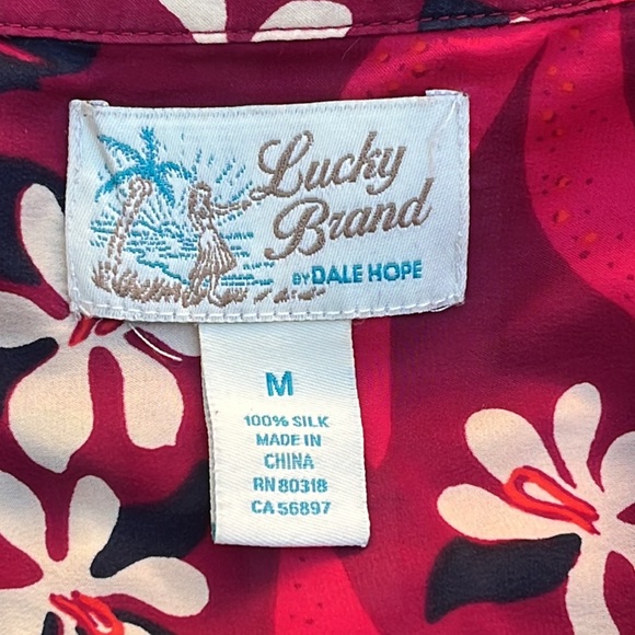Vintage 🎈Lucky Brand Dale Hope floral Hawaiian silk M long sleeve shirt - Picture 4 of 8